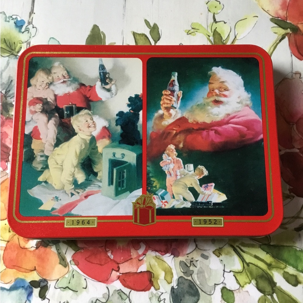 Coca Cola Christmas Plating cards in tin 1996 new